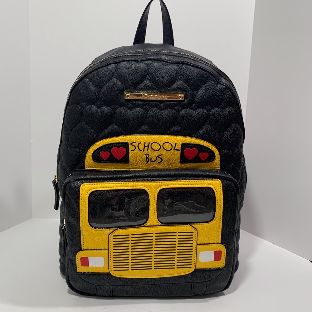 Betsey Johnson Black and Yellow School Bus Backpack
